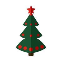 Christmas tree decorated with a star and balls, New Year vector