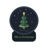 Snow globe icon. Glass ball with a Christmas tree and stars vector