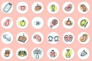 Story highlight icons set. Hand drawn vector elements for decor and design.