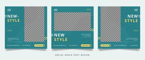 folleto de moda verde minimalista o banner de redes sociales vector