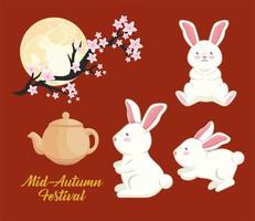 icons of mid autumn festival vector