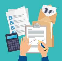 hands holding document vector