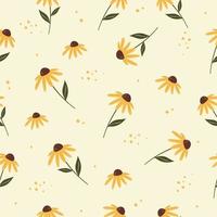 Sunflower seamless pattern. Yellow daisy on off light yellow background. Perfect ornament for fashion fabric or other printable covers. vector