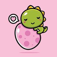 cute dino hugging an egg vector