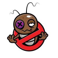 cucaracha en una pose de señal de stop vector