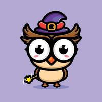 cute owl mascot character design vector