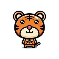 cute tiger mascot character design vector