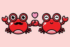 a pair of cute crabs in love with each other vector