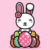 cute bunny mascot character design vector