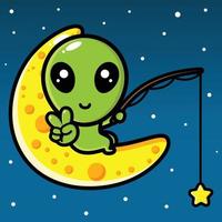 cute alien mascot character design vector