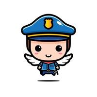 cute police chibi character design vector