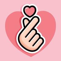 korean heart shaped finger design vector