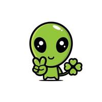 cute alien mascot character design vector