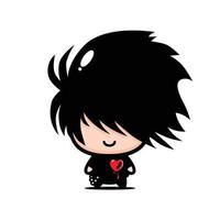 cute emo chibi character design vector