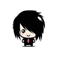 cute emo chibi character design vector