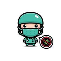 diseño de personaje de mascota de doctor lindo vector