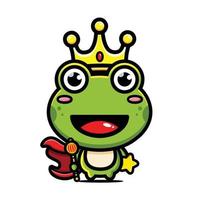 cute frog king character design vector