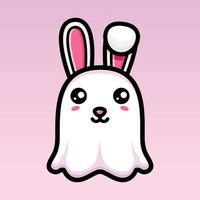cute bunny ghost character design vector