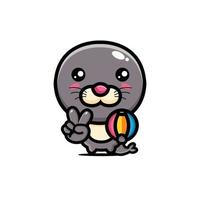 cute seals mascot character design vector