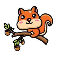 cute squirrel is climbing a tree vector