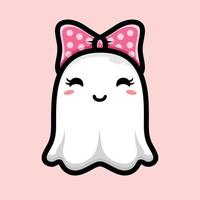 cute beautiful ghost character design vector