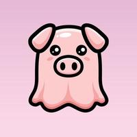 cute pig ghost character design vector