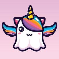 cute unicorn ghost character design vector