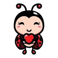 cute ladybug hugging a love heart