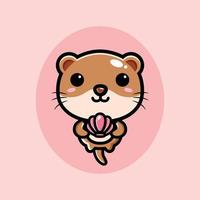 cute otter mascot character design vector