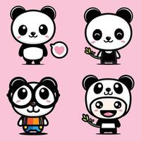 diseño lindo del vector de la mascota del panda