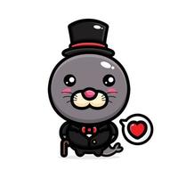 cute seals mascot character design vector