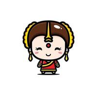 Cute Indian girl character vector design