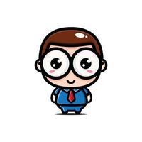 cute geeky cartoon character design vector