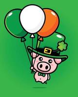 cute Leprechaun Pig Cartoon Character vector
