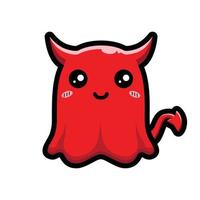 diseño lindo fantasma en forma de diablo vector