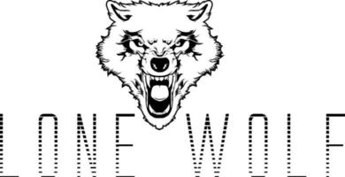 wolf head with letter illustration logo design