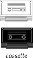 diseño de ilustración en blanco y negro de cassette vector