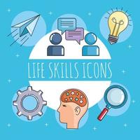People life skills icons vector