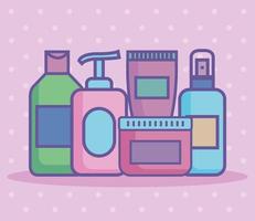 five beauty products icons vector