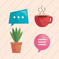 set of icons for virtual meeting vector