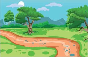 landscape with trees and mountains illustration vector
