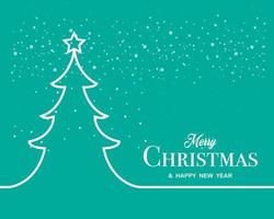 Merry Christmas Happy New Year With Christmas Tree And Snow Vector