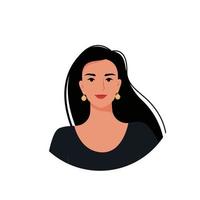 Portrait of an attractive young girl. Vector illustration in flat style