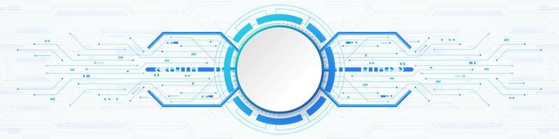 Abstract Technology Background, white circle banner on circuit board pattern