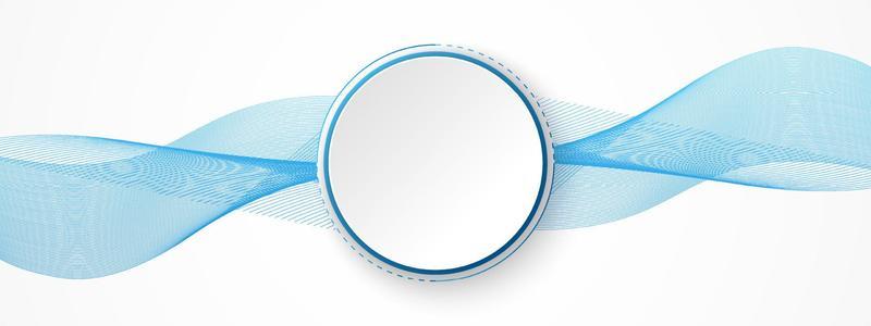 Abstract Technology Background, white circle banner on blue digital circle and wavy line