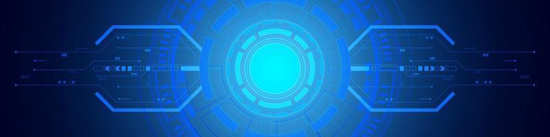Abstract overlap circle digital background, smart lens technology, circuit board, arrow speed up vector