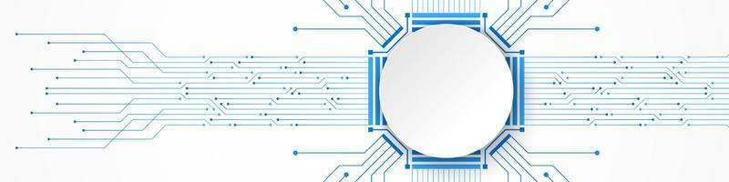 Abstract Technology Background, white circle banner on circuit board pattern vector