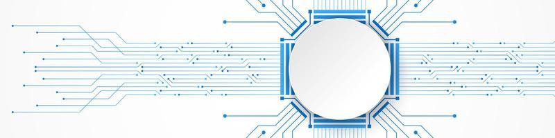 Abstract Technology Background, white circle banner on circuit board pattern
