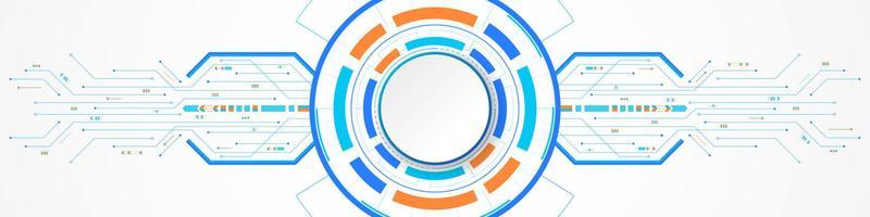 Abstract Technology Background, white circle banner on circuit board pattern