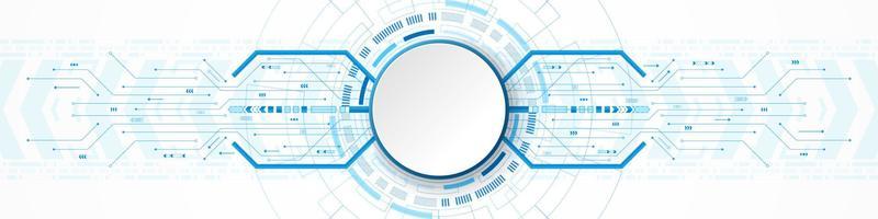 Abstract Technology Background, white circle banner on circuit board pattern